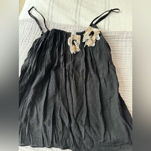 Black w/ flower spaghetti tank top